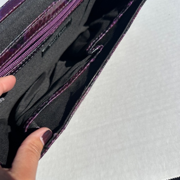 White House Black Market Purple Snakeskin Clutch Evening Bag - Picture 8 of 14